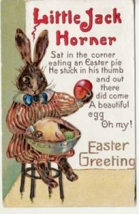 EASTER   DRESSED RABBIT / LITTLE JACK HORNER postcard