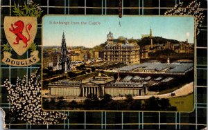 Clan Douglas Tartan Edinburgh Castle Scotland UNP Unused DB Postcard L8