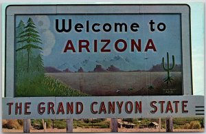 Arizona AZ, Welcome, Land of Sunshine, Grand Canyon State, Vintage Postcard