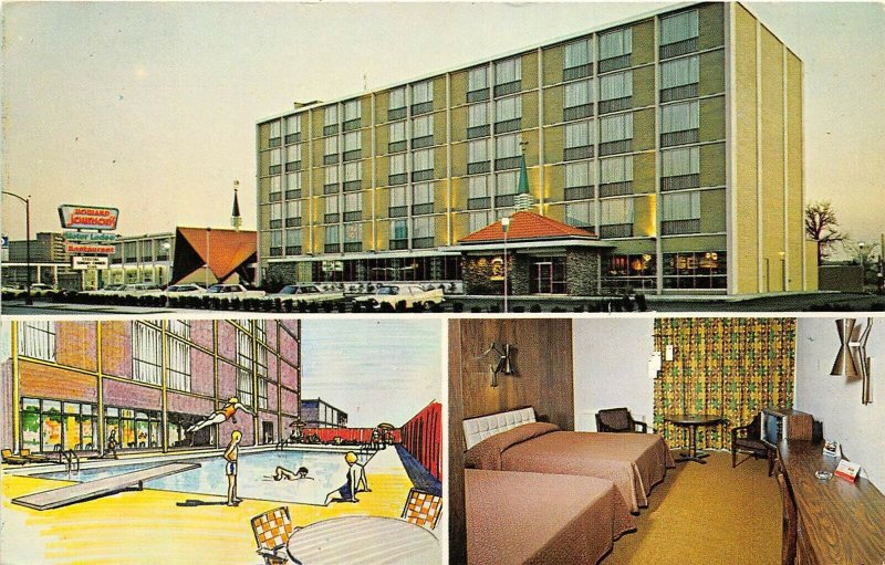 Louisville Kentucky 1960s Postcard Howard Johnson's Motel Multiview Room Pool