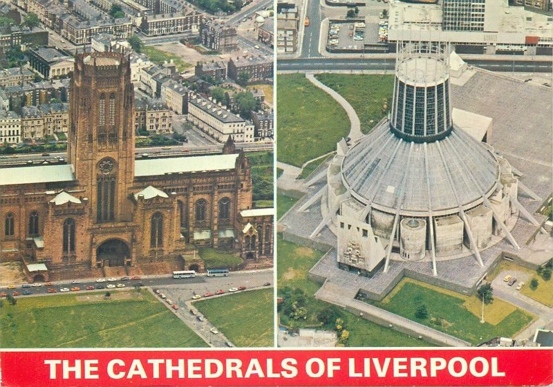 British Postcard England The Cathedrals of Liverpool different aspcts