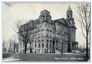 1907 High School Building Exterior Flint Michigan MI Posted Vintage Postcard