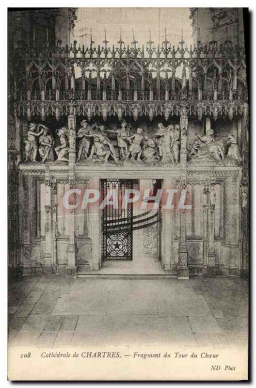 Old Postcard Cathedral of Chartres Fragment Choir Tour