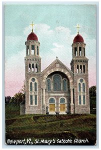 1907 View Of ST. Mary's Catholic Chruch Newport Vermont VT Boston MA Postcard