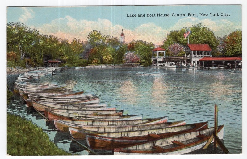 Lake and Boat House, Central Park, New York City