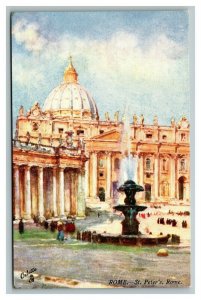 Vintage 1910's Tuck's Postcard The Holy Land Exterior St. Peter's Cathedral Rome