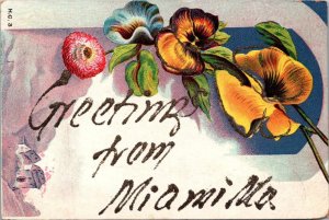 Florida Miami Greetings With Flowers 1907