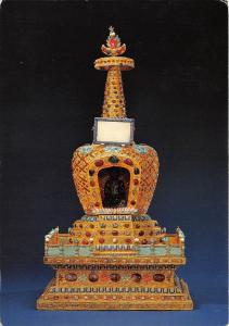 B90089 golden buddhist tower with inlaid diamonds postcard china