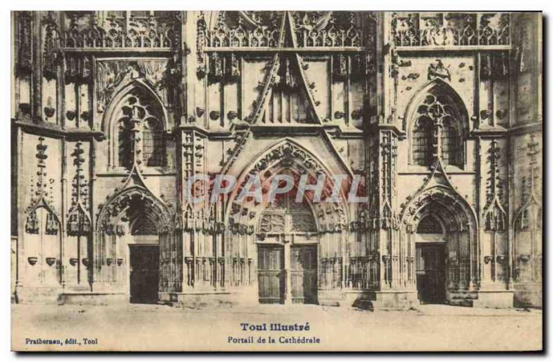 Old Postcard Toul Illustrates Portal De La Cathedrale