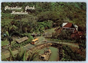 Honolulu Hawaii Postcard Paradise Park Aerial View Tourist Buses c1960 Vintage