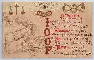 IOOF A RECIPE FOR A GOOD ODD FELLOW L.F. Pease c1910 Unp Postcard N23