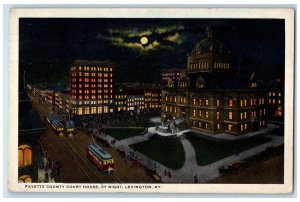 1923 Fayette County Court House By Moon Night Lexington Kentucky KY Postcard