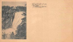 GREETINGS FROM QUEBEC CANADA MONTMORENCY FALL POSTCARD (c. 1900)