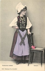 Hand Colored Postcard Swiss Costume Woman 7888 Switzerland Soleure Solothurn