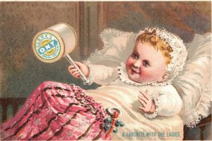 1880s-90s Baby in Crib Clark's Spool Cotton ONT Sewing Machines Trade Card