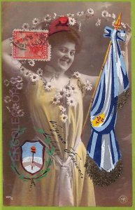 af1237 - ARGENTINA - Vintage Postcard  -  FLAG - 1910
