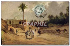 Old Postcard Palms Oasis with date palm forest