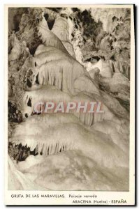 Old Postcard Gruta De Las Maravillas Aracena Paisaje Nevado Espana