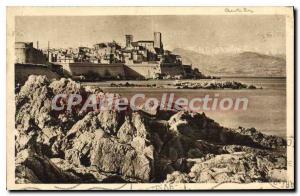 Postcard Old Antibes Vue Generale Chaine Des Alpes