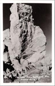 'The Man' Rock Turtle Mountain Frank Alberta AB RPPC Real Photo Postcard D39 