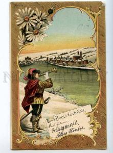 240656 ART NOUVEAU Piper TOWN View Vintage 1900 year postcard