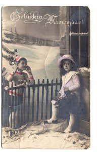 Real Photo Tinted, Children, Gelukkig Nieuwjaar, Happy New Year, Used 1921