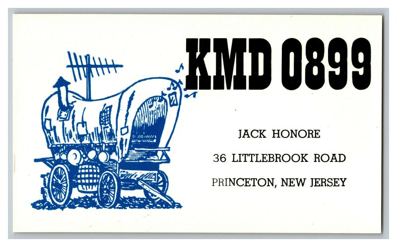 QSL Radio Card From Princeton New Jersey KMD 0899 