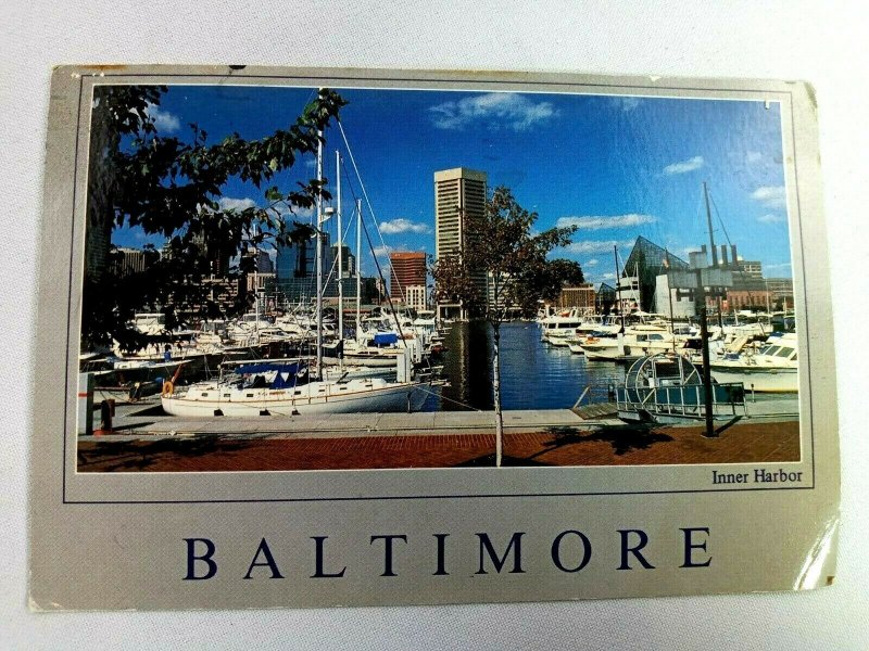 Vintage Postcard Skyline & Inner Harbor Baltimore MD National Aquarium