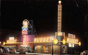 Carson City Nevada Golden Nugget At Night Vintage Postcard K43026