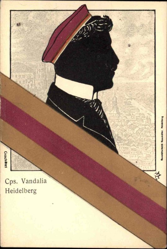 Heidelberg Germany Corps Cps Vandalia Silhouette Student & Colors Postcard