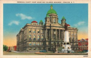 C.1956 Onondaga County Court House Columbus Monument Syracuse N.Y. Postcard