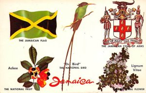 Jamacia Flag, Fruit, Coat of Arms, Bird, Flower Jamaica Postal used unknown 