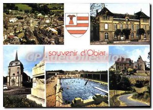 Postcard Modern Objat Vue Generale Hotel De Ville pool Church