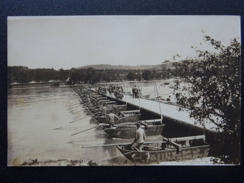 Czech Republic Praha CONSTRUCTION OF MILITARY FLOATING BRIDGE c1918 RP Postcard