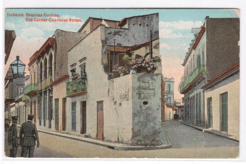 Esquina Curiosa Old Corner Cuarteles Street Havana Cuba 1910c postcard