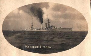 RPPC Photo Germany Navy Cruiser Emden -  War Time