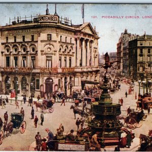 c1910s London, Eng Piccadilly Circus Market Advertising Postcard Spaten Beer A66