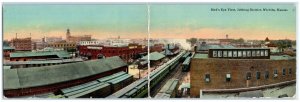 Wichita Kansas KS Postcard Bird's Eye View Jobbing District Railroad Train