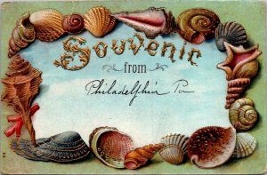 Postcard Seashell Border Souvenir from Philadelphia, Pennsylvania