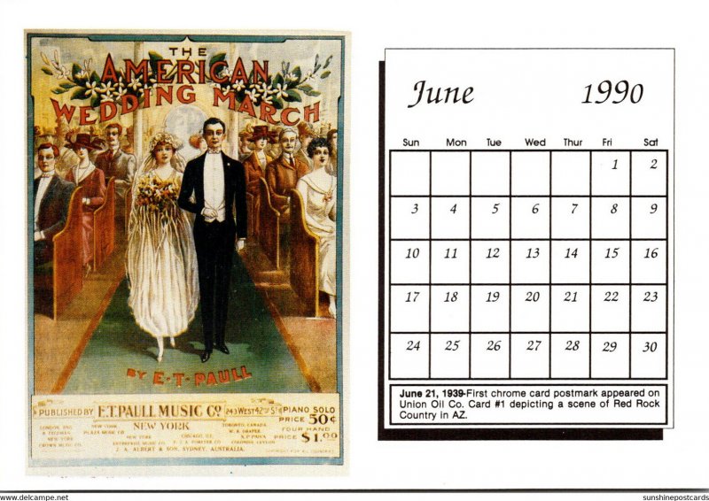 1990 Sheet Music Calendar Series June The American Wedding March