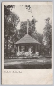 DeKalb Illinois~Huntley Park~Pavilion~Gazebo~B&W Vintage Postcard