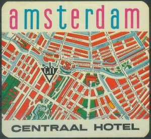 87090 - NETHERLANDS - Vintage hotel LABEL - CENTRAL HOTEL-