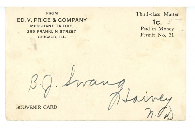 IL - Chicago. Ed. V. Price & Co. Merchant Tailors