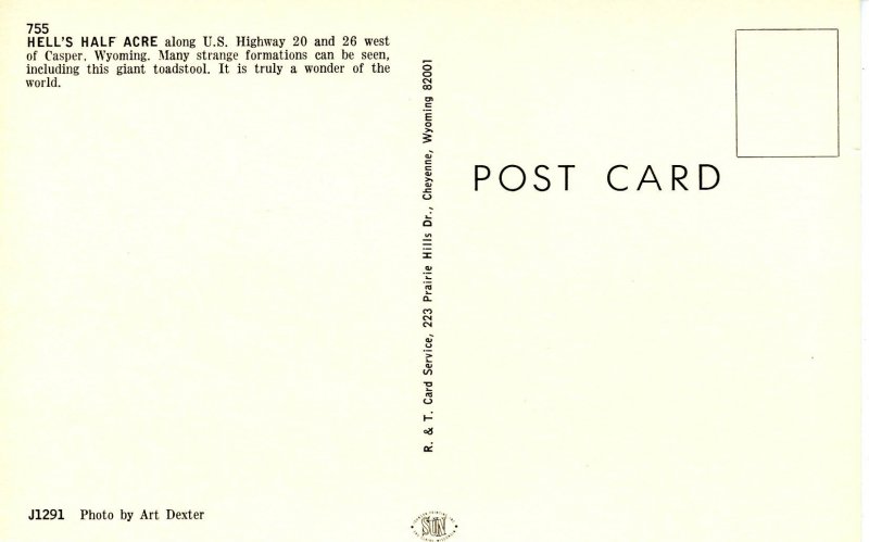 WY - Casper. Hell's Half Acre, Giant Toadstool