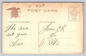 US Army Artilleryman Firing Cannon     Postcard