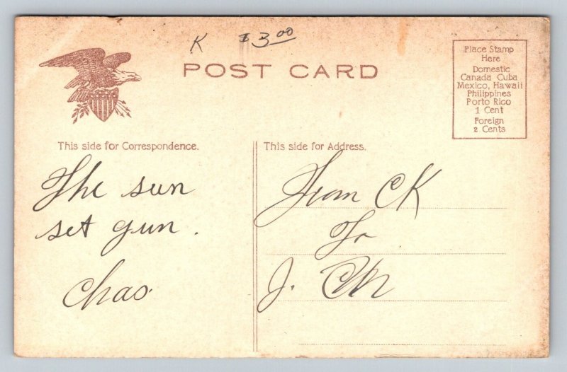 US Army Artilleryman Firing Cannon     Postcard