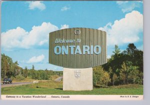 Welcome To Ontario Sign, Northwestern Ontario, Chrome Postcard