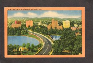 CA Wilshire Boulevard Blvd Westlake Los Angeles California Linen Postcard