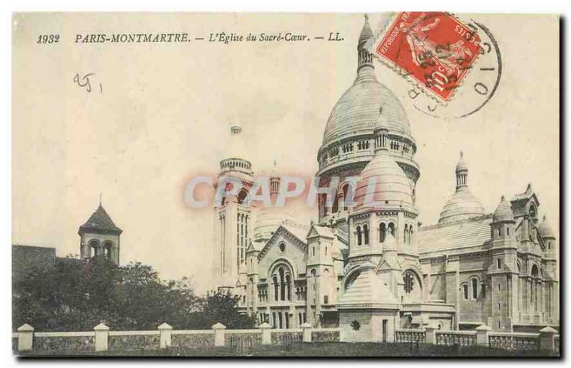 Old Postcard Paris Montmartre Sacre Coeur church