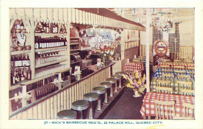 #27. Nick's Barbecue. 22 Palace Hill, Quebec City, Canada Postcard